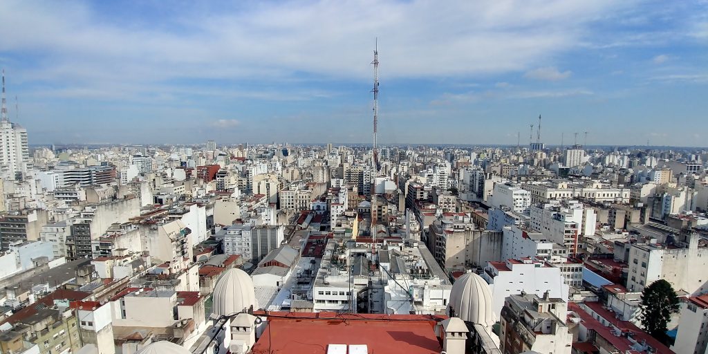 Buenos Aires, Argentina – September 10, 2019: Panorama from the top lighthouse of Palacio Barolo.