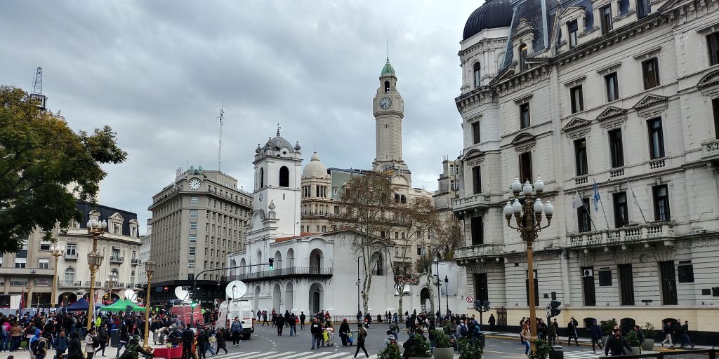Buenos Aires, Argentina – September 11, 2019: Cabildo view in Mayo Square.