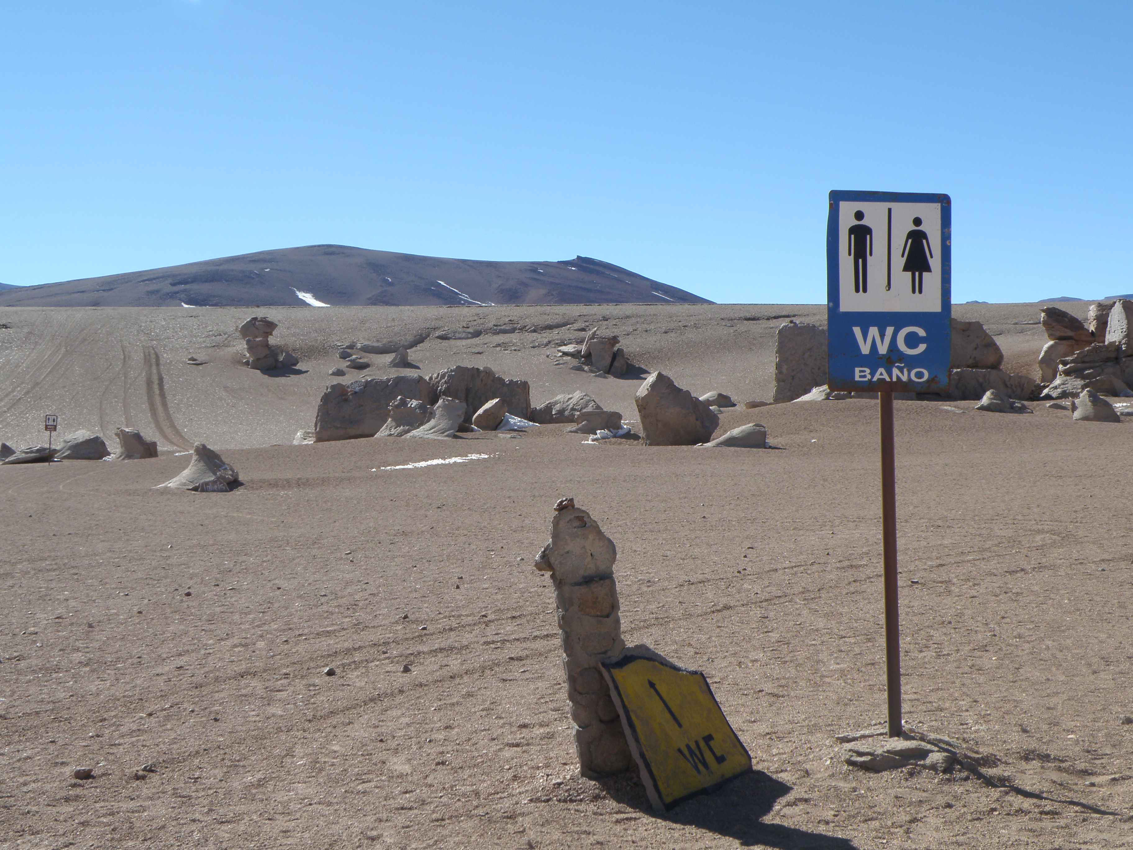 Toilet sign in Atacama Desert, Chile